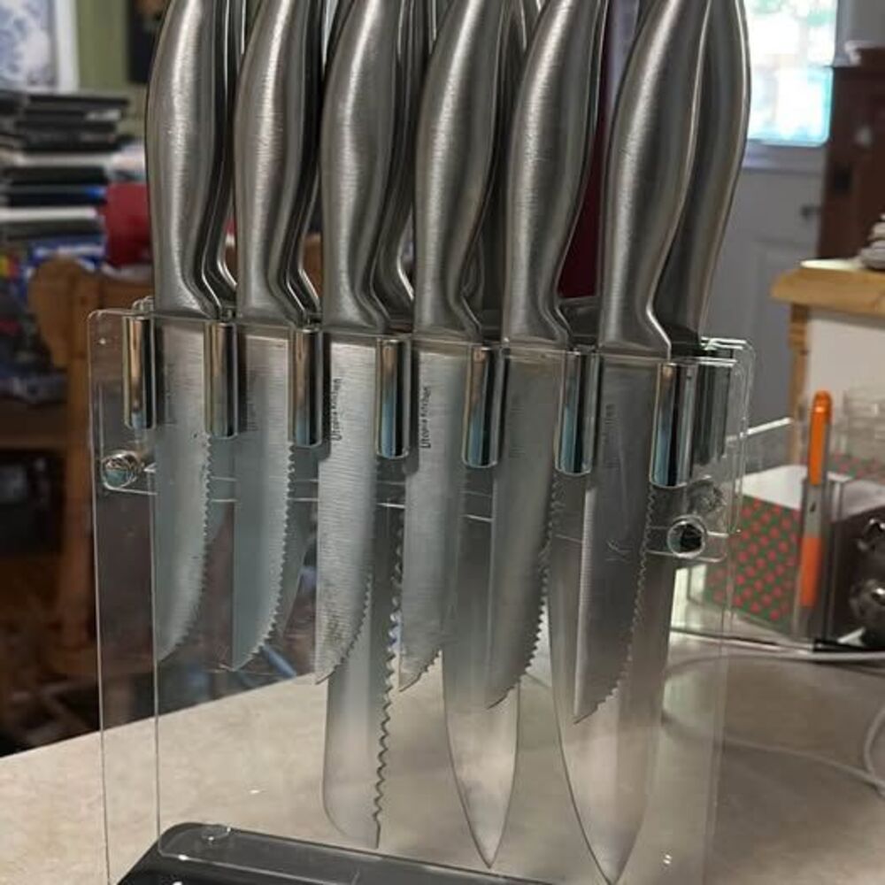 Utopia Kitchen Stainless Steel Knife Set with Acrylic Stand